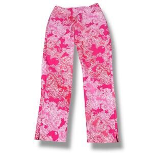 IBKUL Pascha Pants Women’s 4 Pink Baroque Floral Paisley Golf Active Pockets